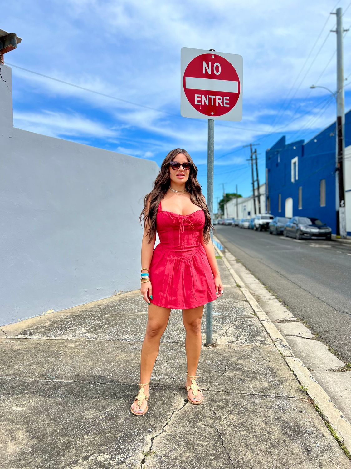 Red Poplin Mini Dress