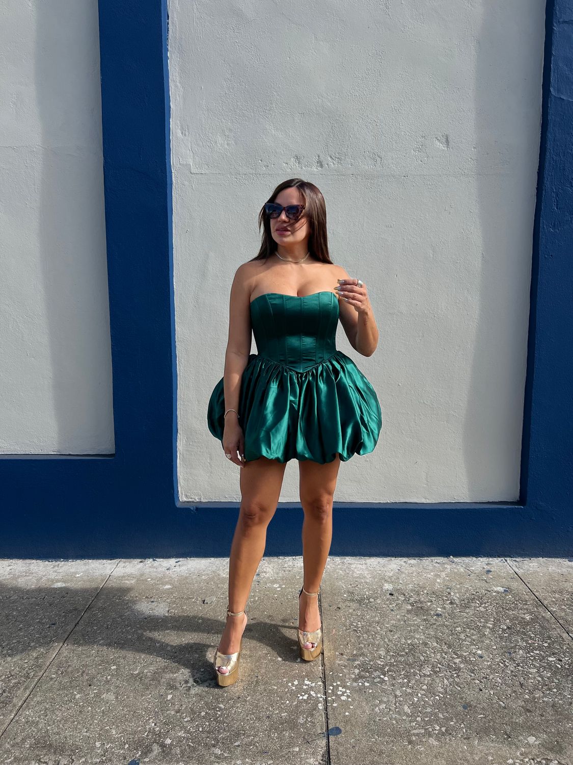 Hunter Balloon Satin Dress