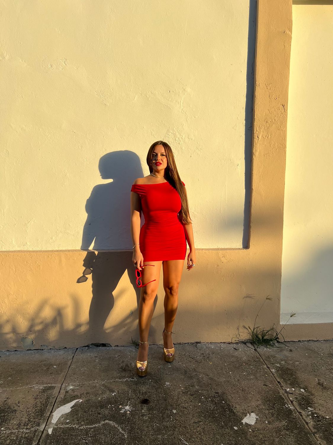 Red Ruched Mini Dress