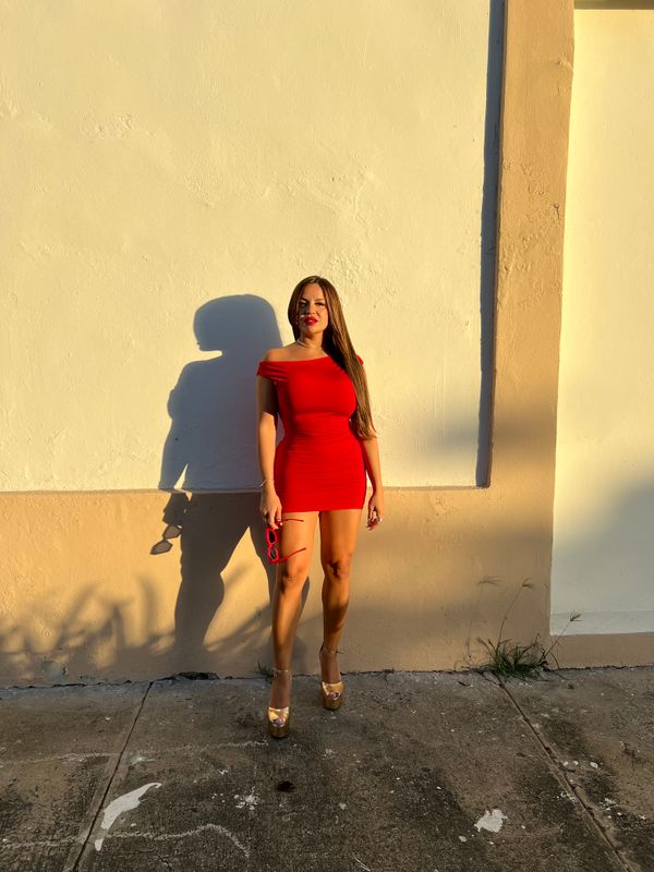 Red Ruched Mini Dress