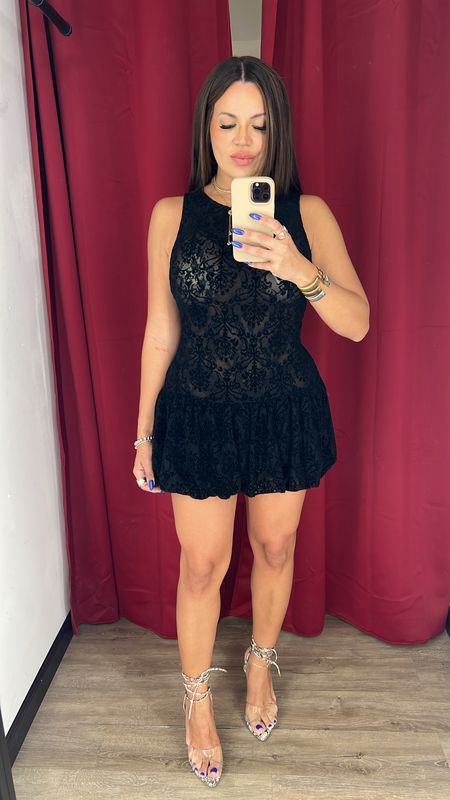 Lace Balloon Mini Dress