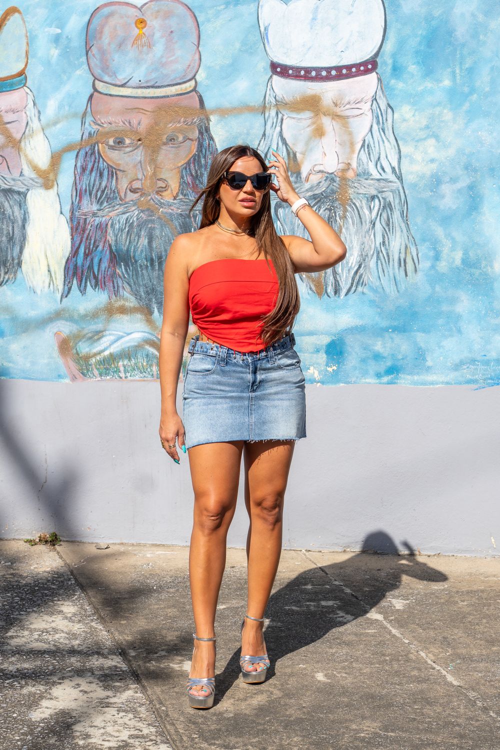 Red Linen V Top