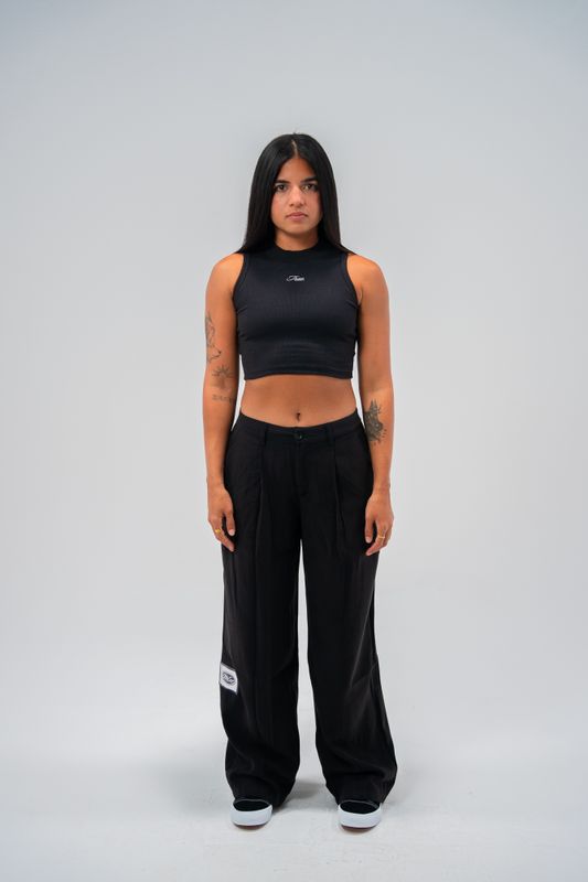 TRUE High Neck Black Tank Top