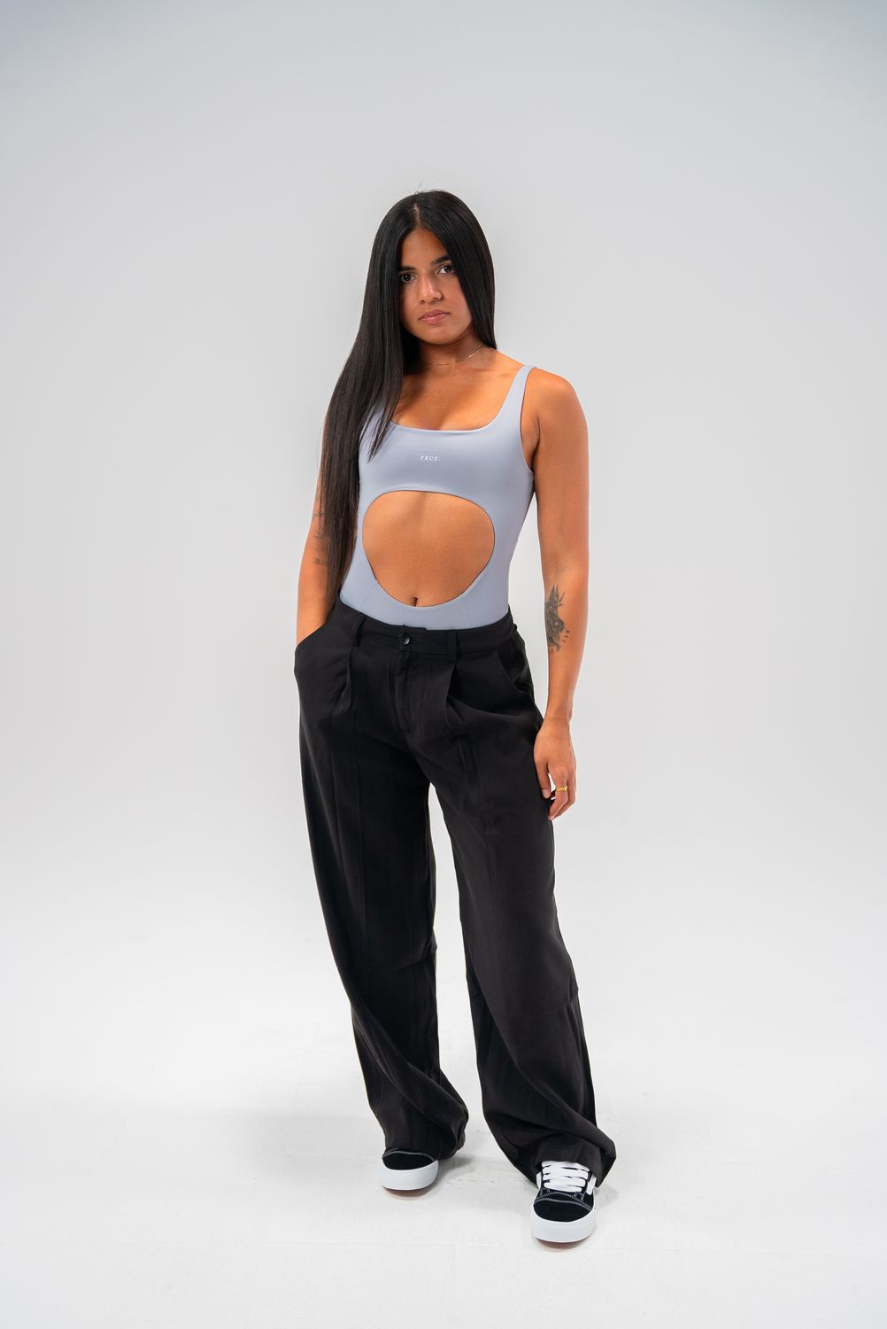 TRUE Light Grey Cut-out Bodysuit 