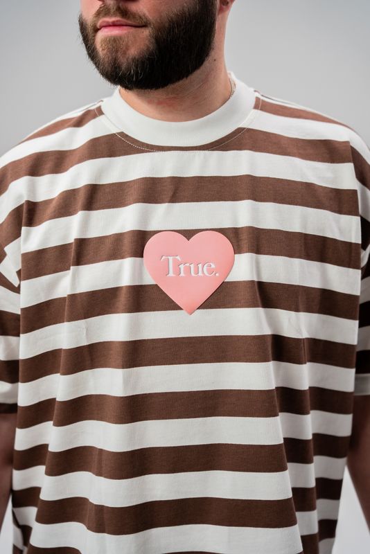 TRUE Striped Box Fit Brown Shirt