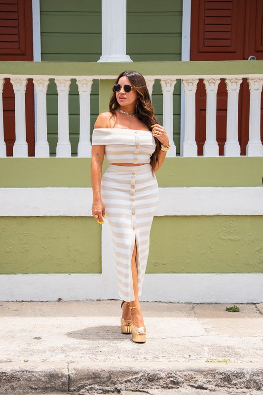 Celine OS Striped Skirt Set