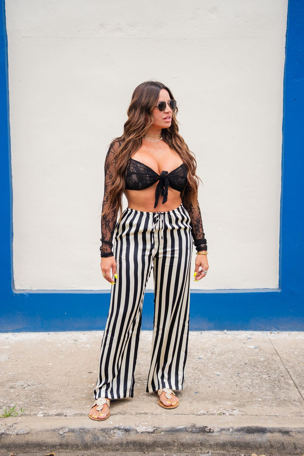 Lace Tie up Black Top