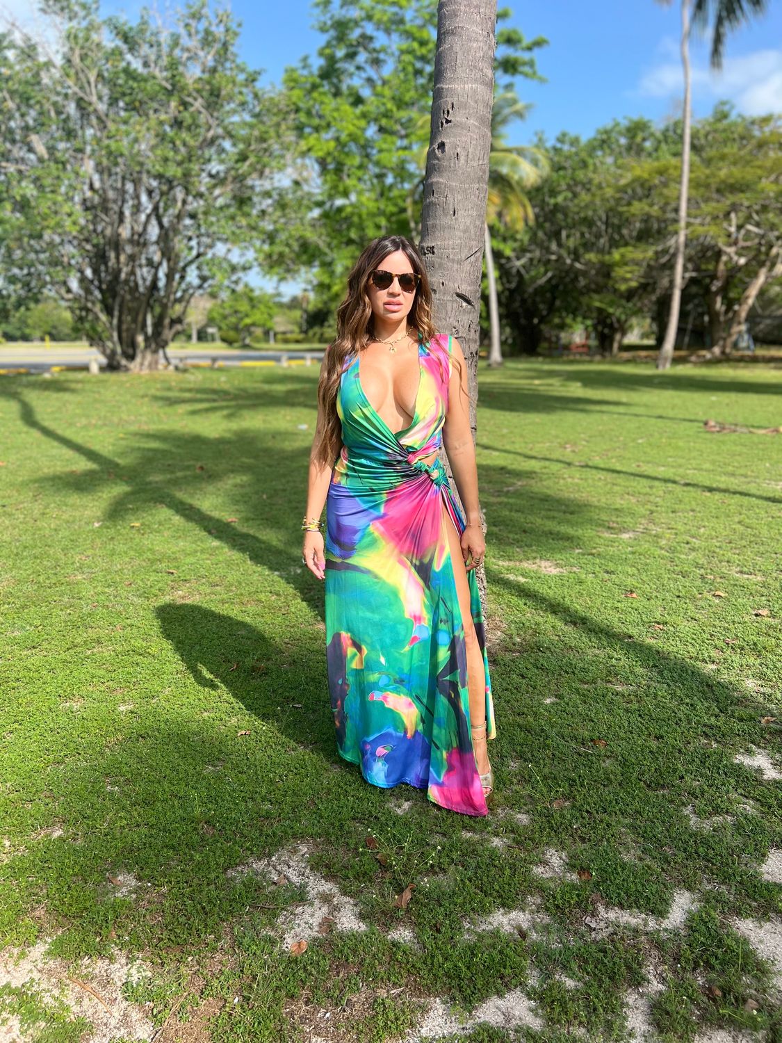 MultiColor Cutout Maxi Dress