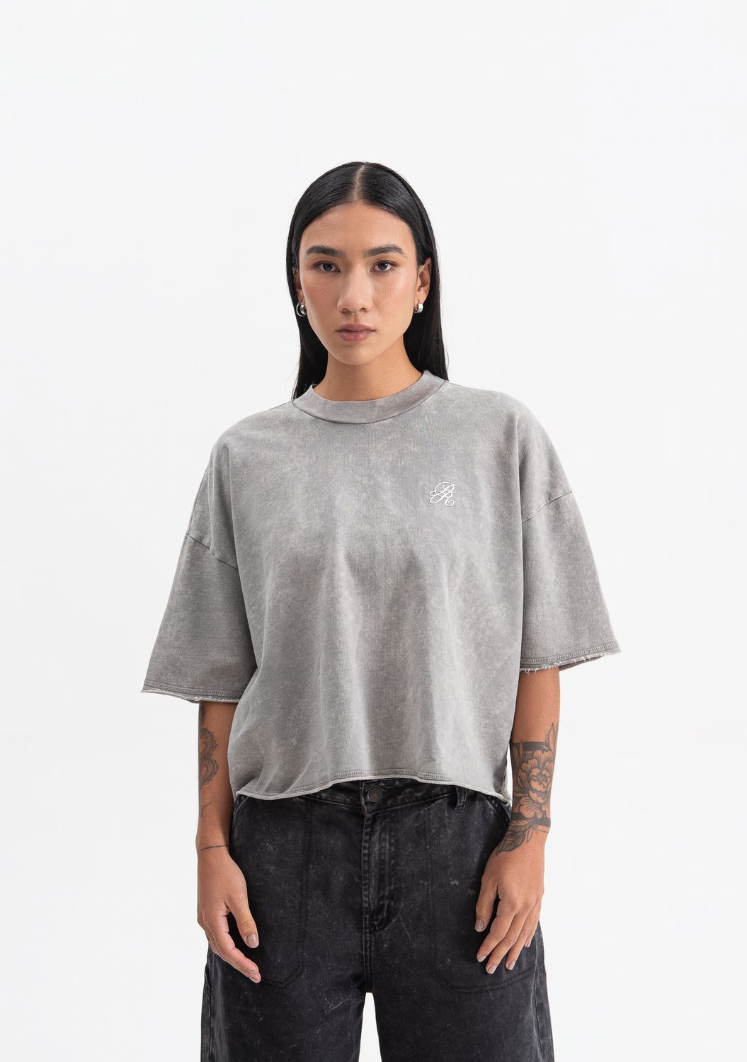 PURE Light Grey Crop Top Shirt