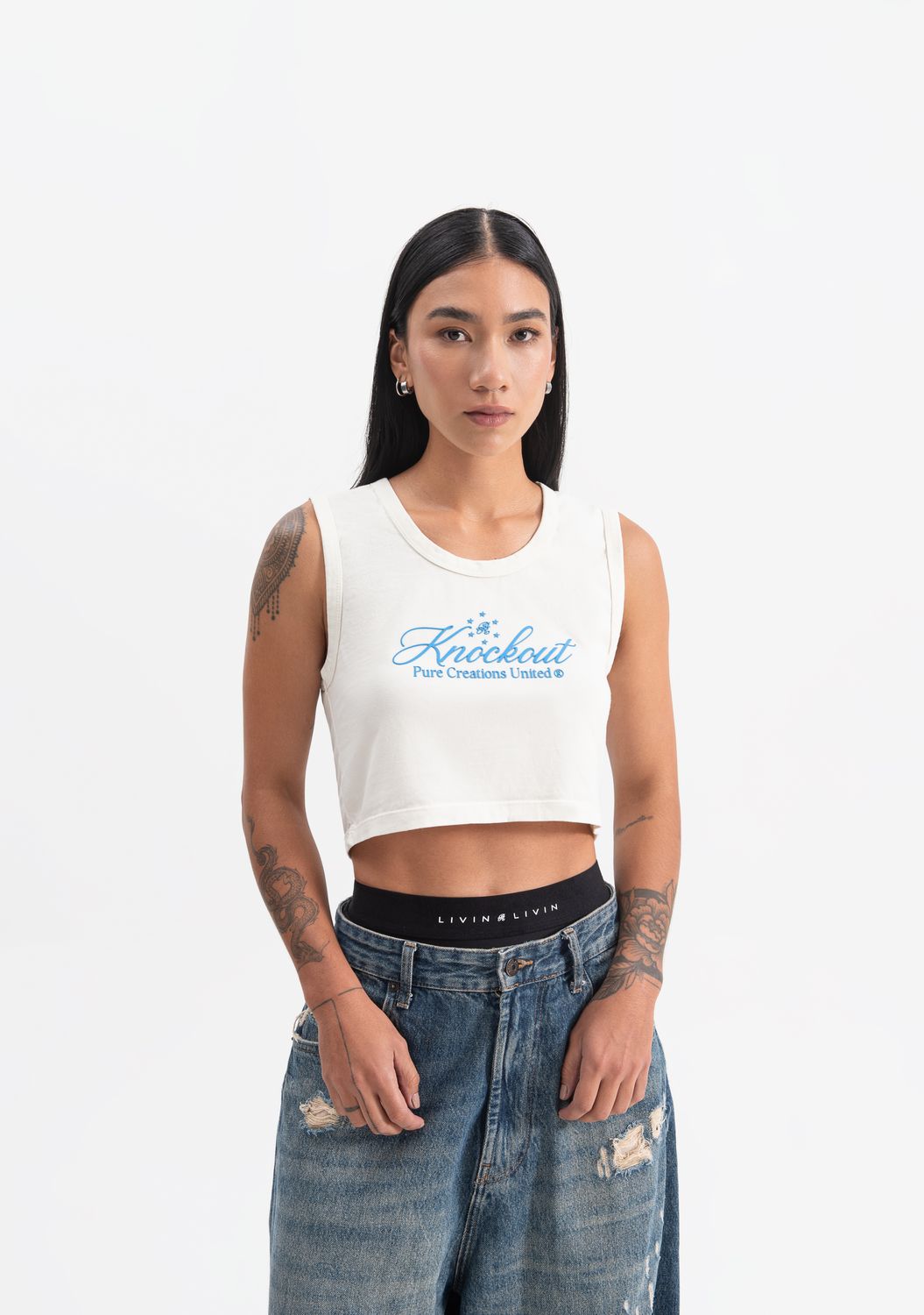 PURE KO Marfil Sleeveless Crop Shirt
