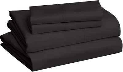 Lightweight Microfiber Bed Sheet Set with 14" Deep Pockets - Queen, Black