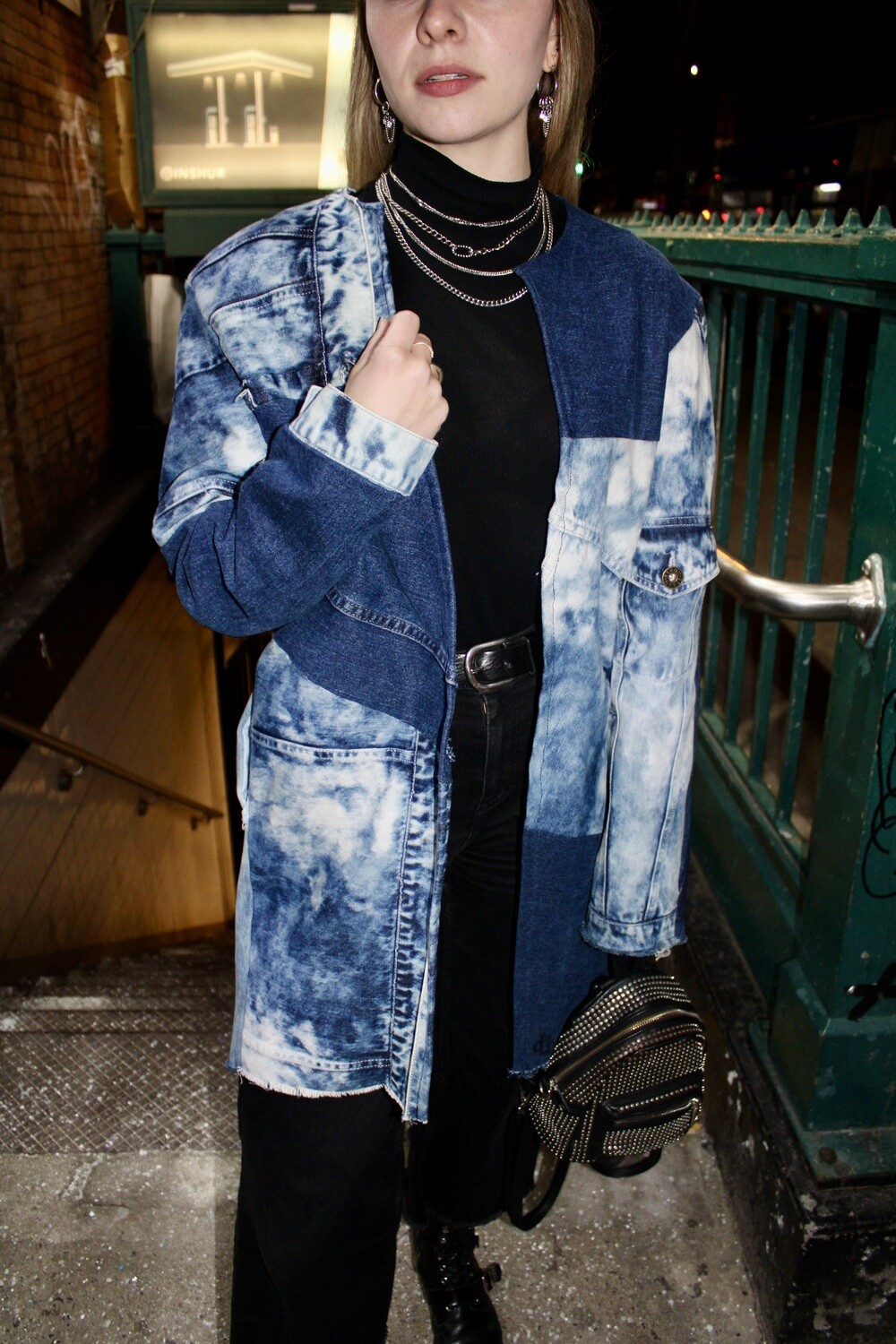 Indigo Blocked Long Jacket