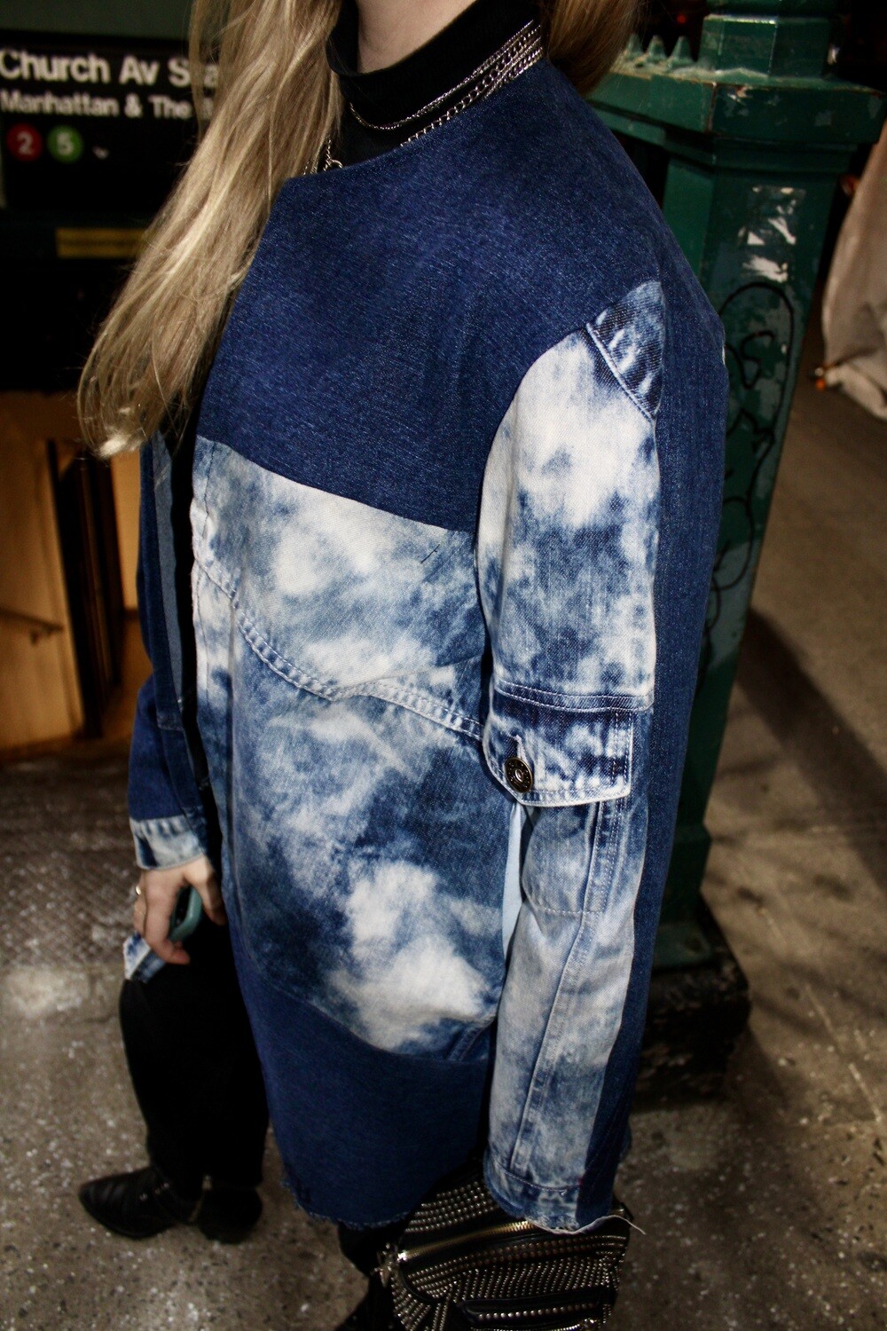 Indigo Blocked Long Jacket