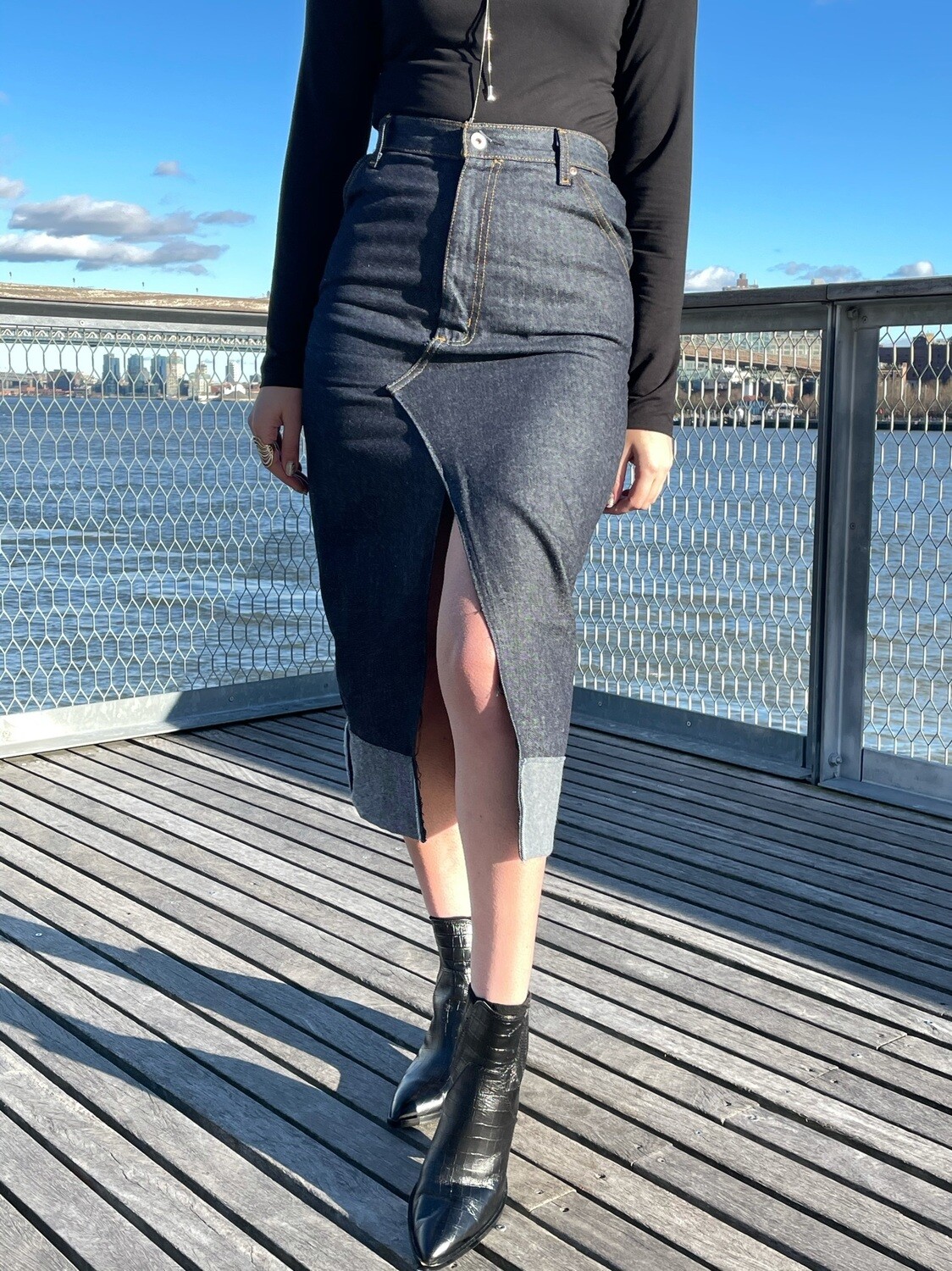 Raw Denim Pencil Skirt