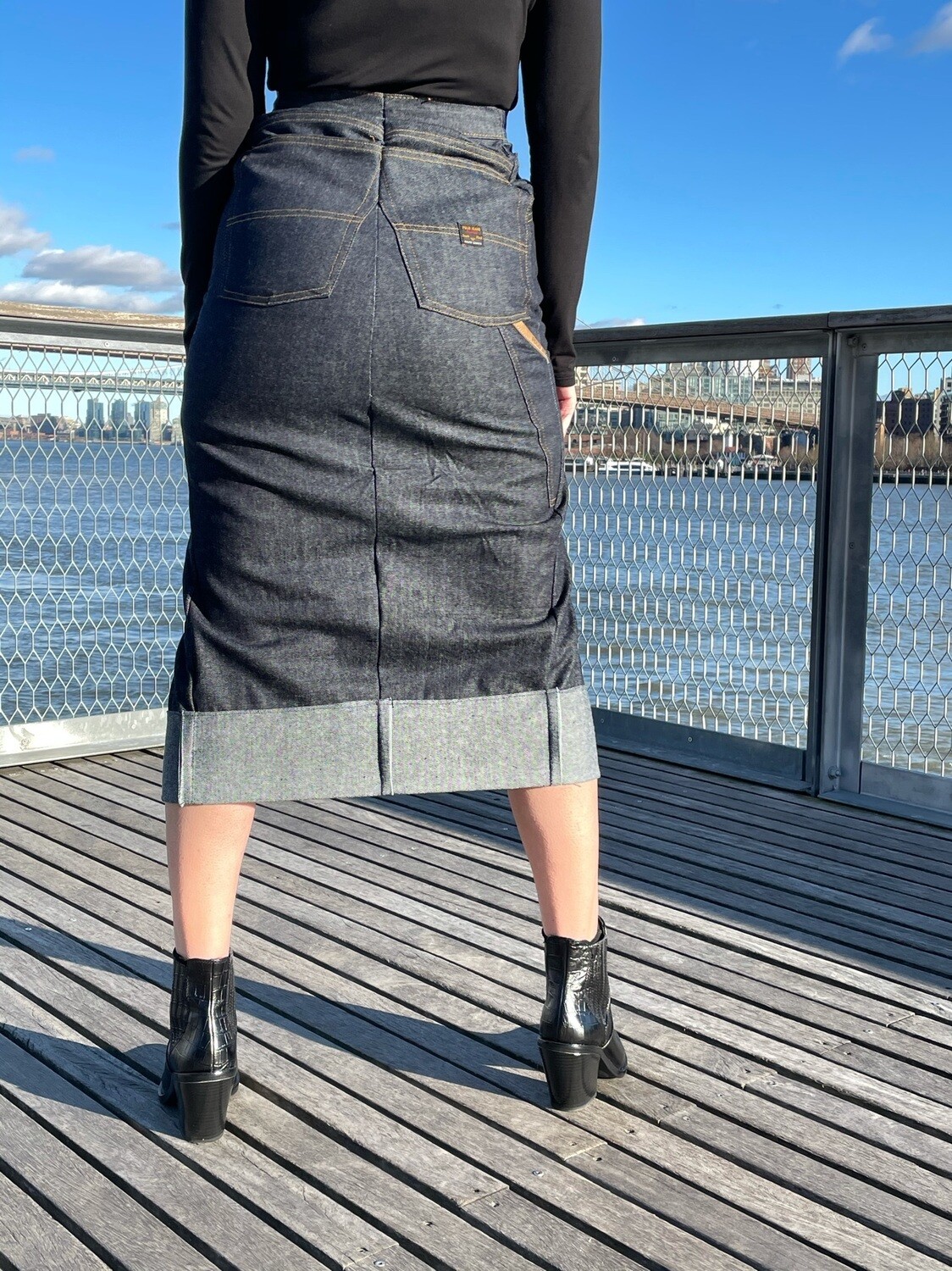 Raw Denim Pencil Skirt
