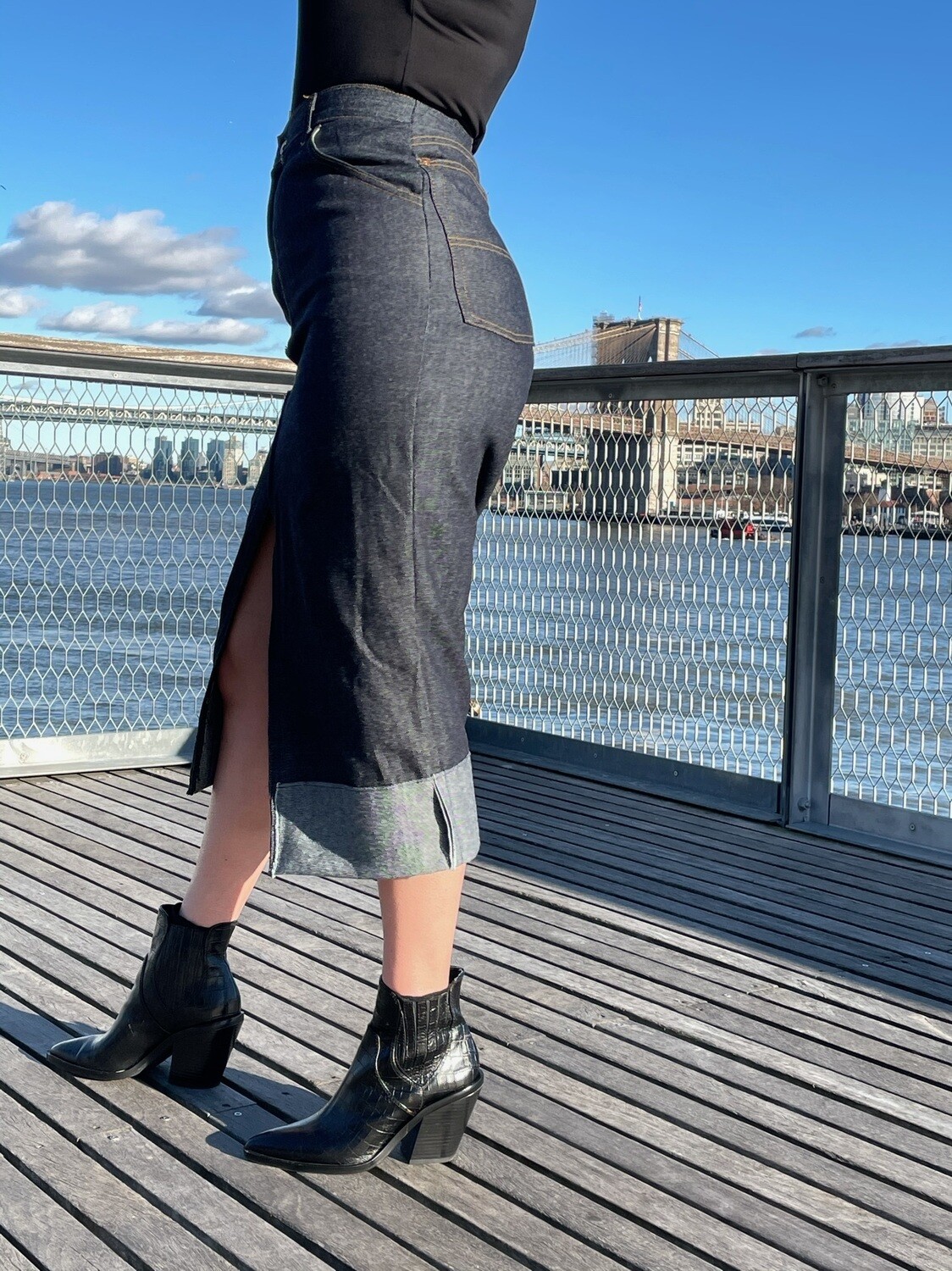 Raw Denim Pencil Skirt
