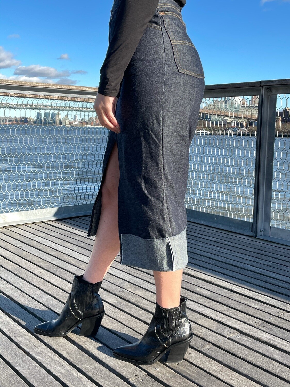 Raw Denim Pencil Skirt