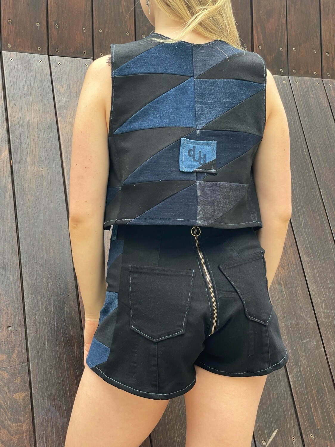 Black Short with Indigo Insert