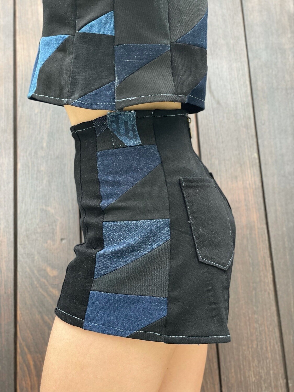 Black Short with Indigo Insert