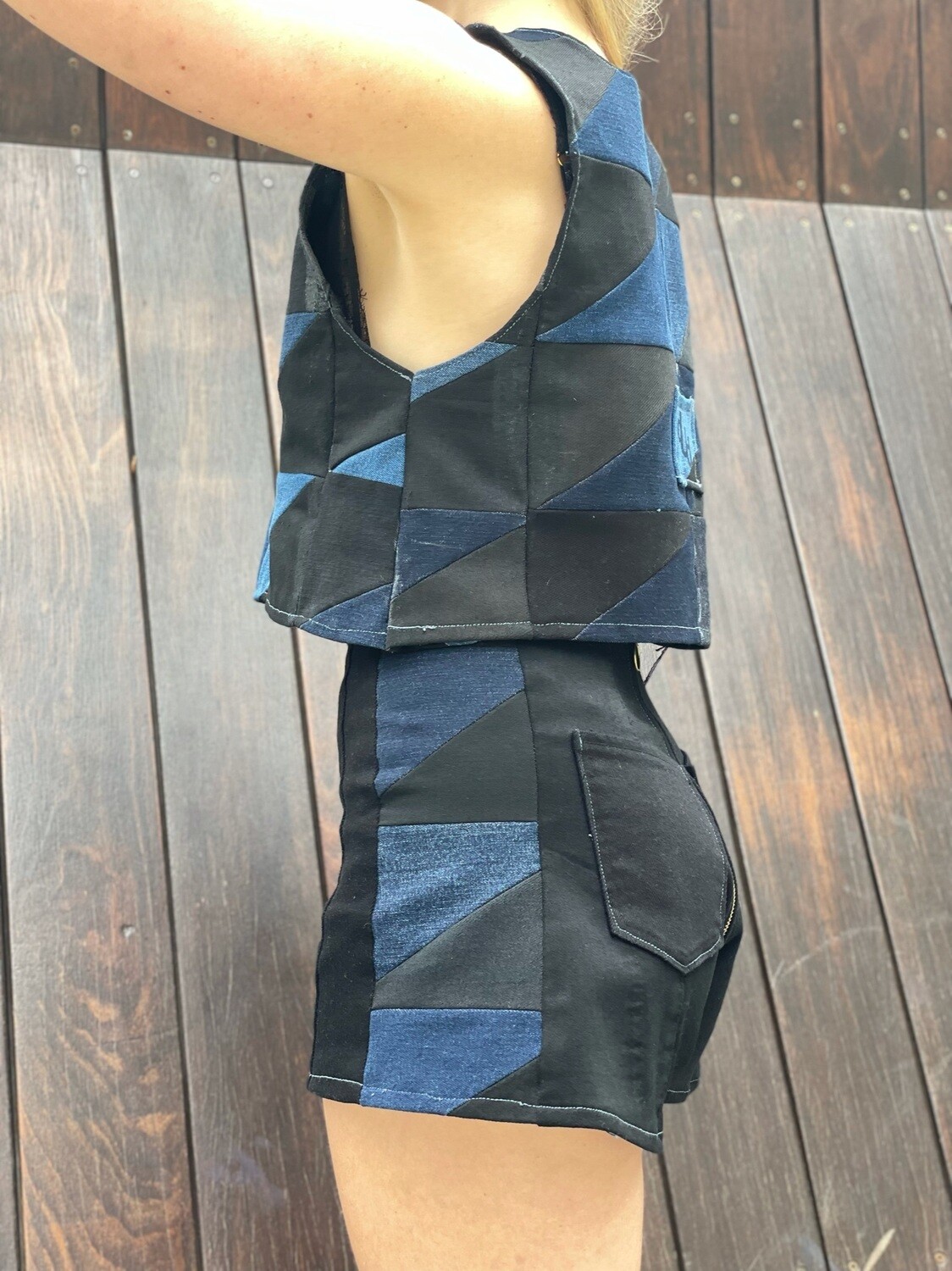 Black Short with Indigo Insert