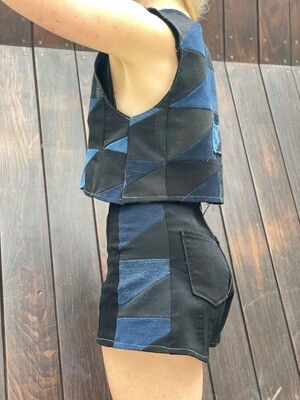 Black Short with Indigo Insert