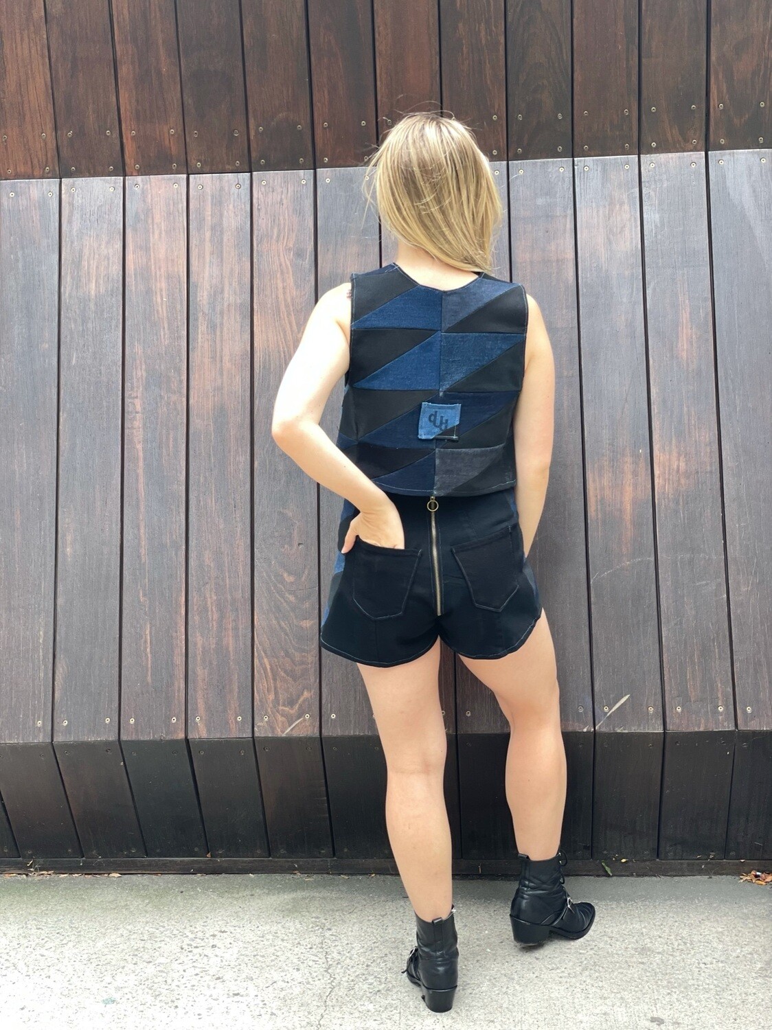 Black Short with Indigo Insert