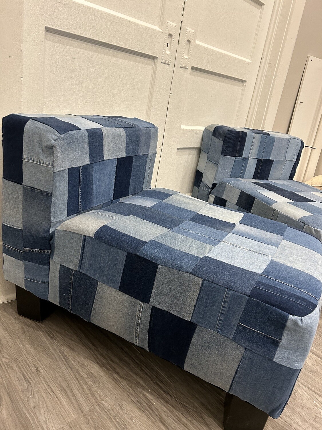 Reupholstered Up-cycled Denim Chair Set