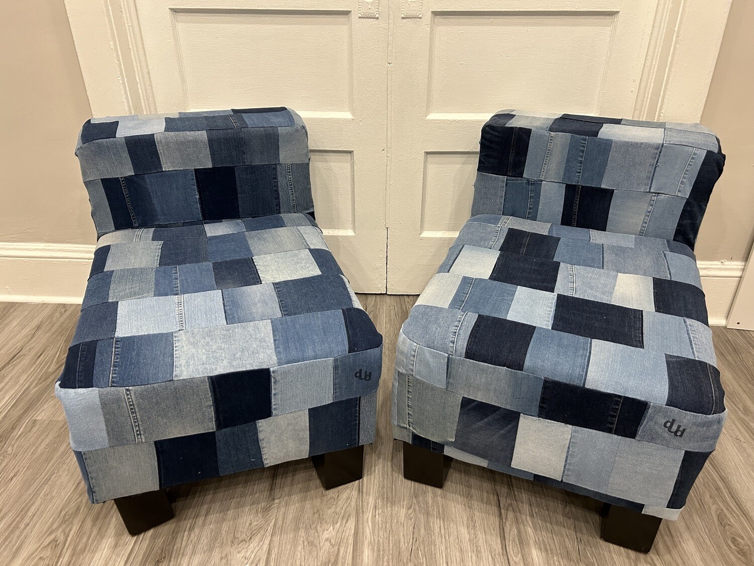 Reupholstered Up-cycled Denim Chair Set