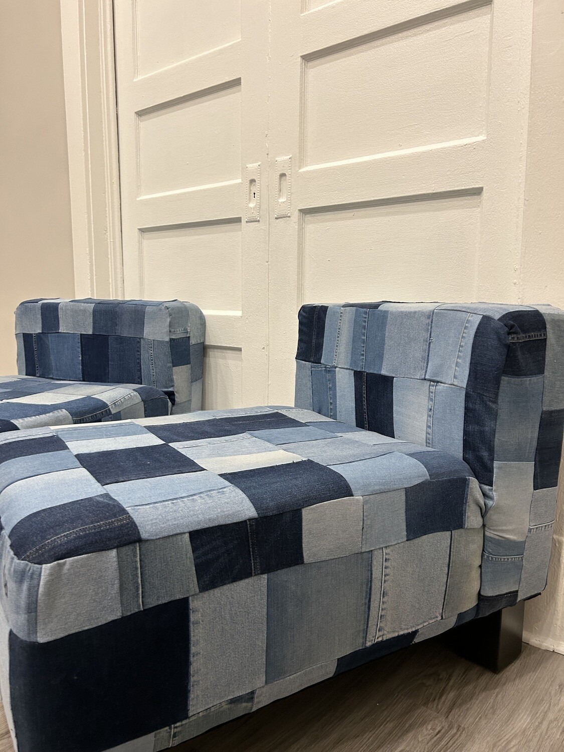 Reupholstered Up-cycled Denim Chair Set