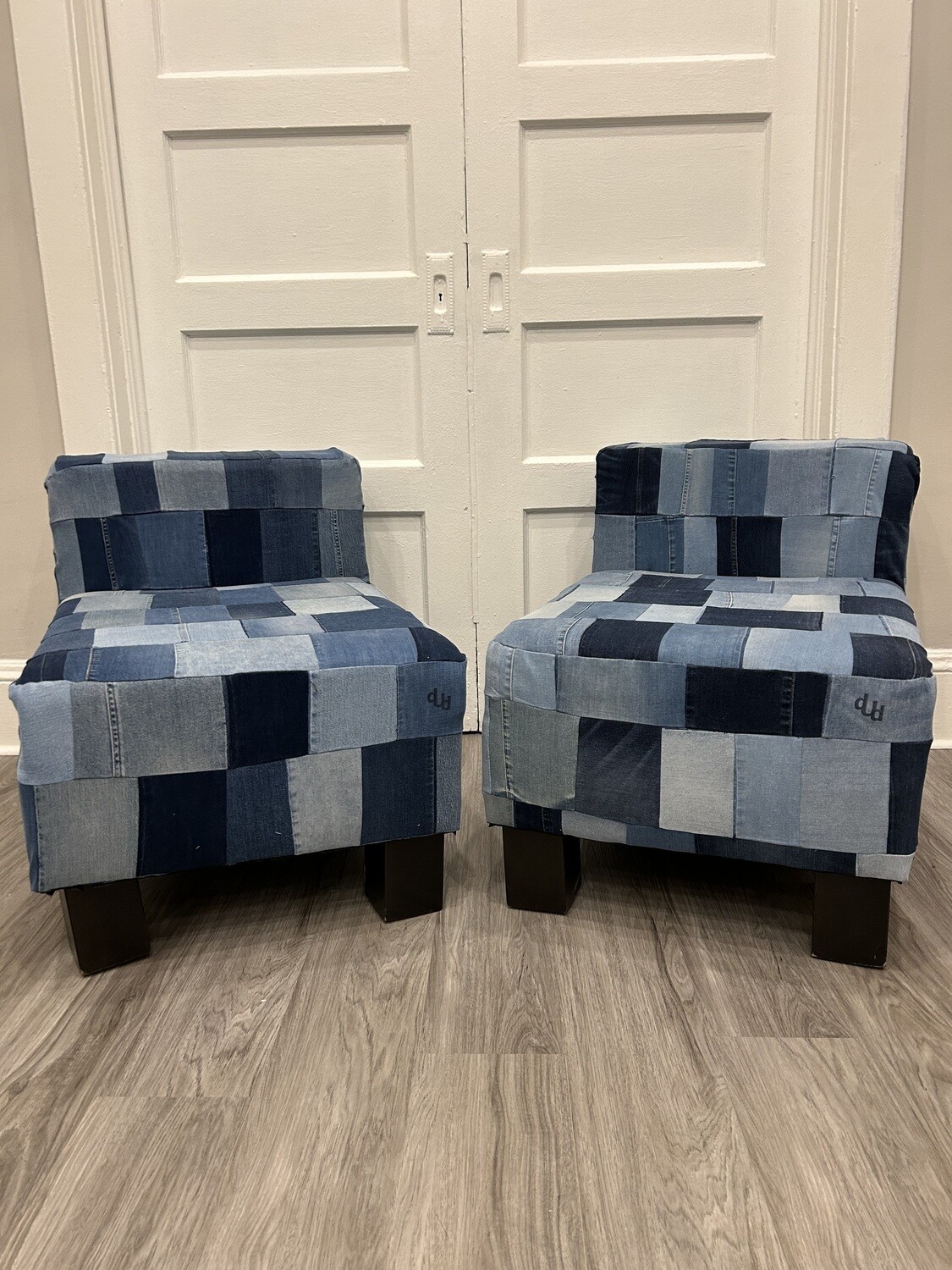 Reupholstered Up-cycled Denim Chair Set