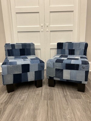 Reupholstered Up-cycled Denim Chair Set