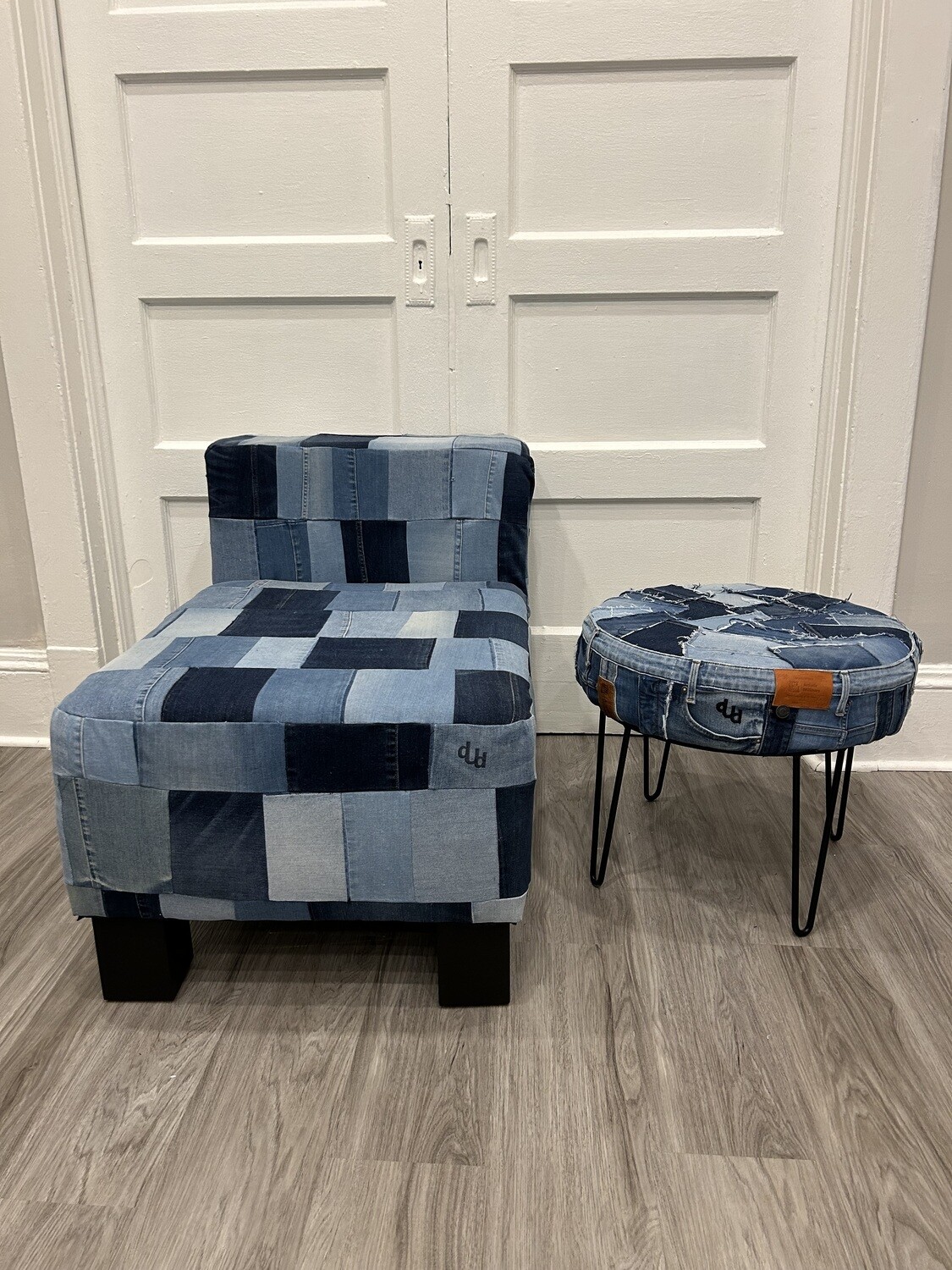 Reupholstered Up-cycled Denim Chair
