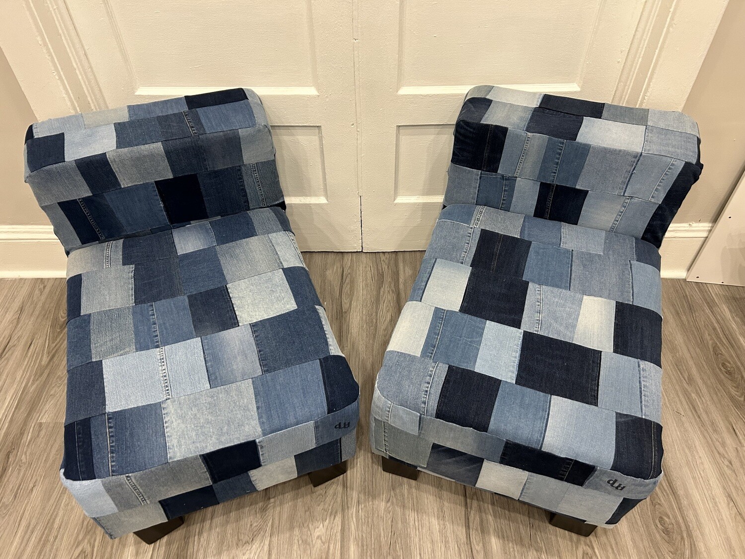 Reupholstered Up-cycled Denim Chair Set