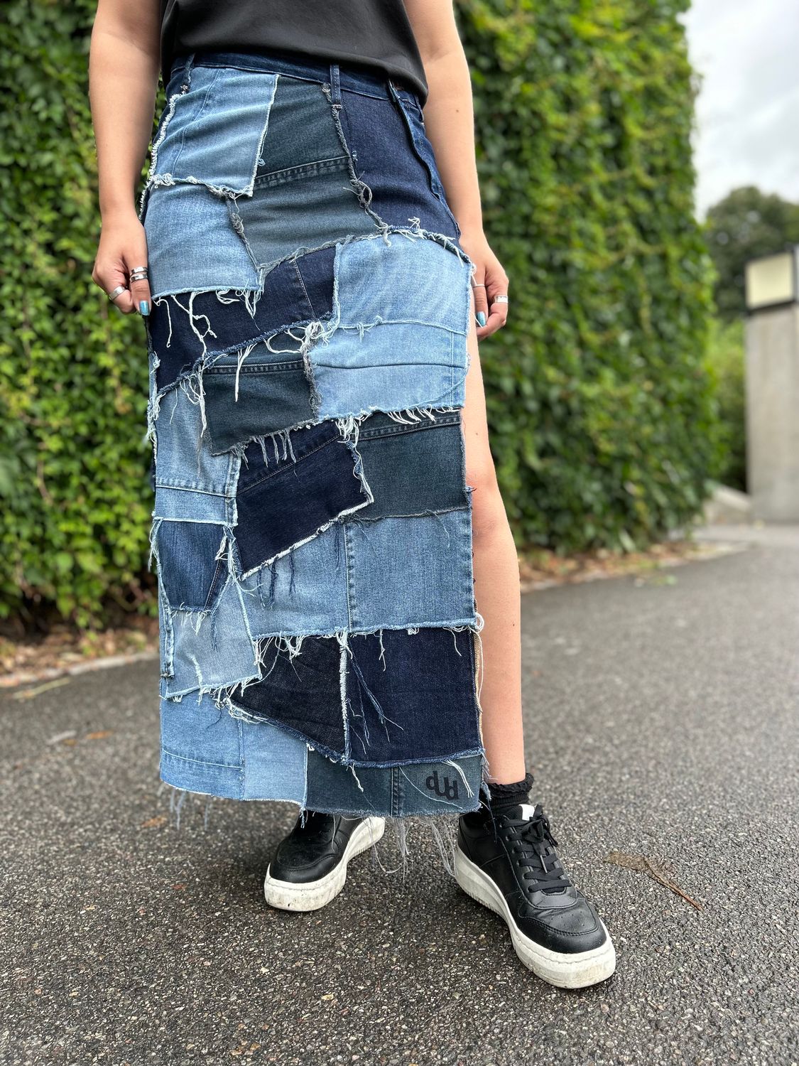 Scrappy High Slit Maxi Skirt