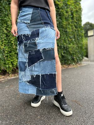 Scrappy High Slit Maxi Skirt