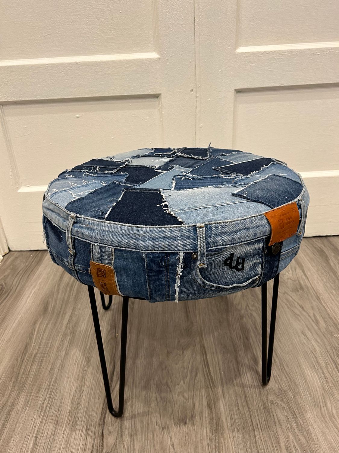 Denim Ottoman with Legs