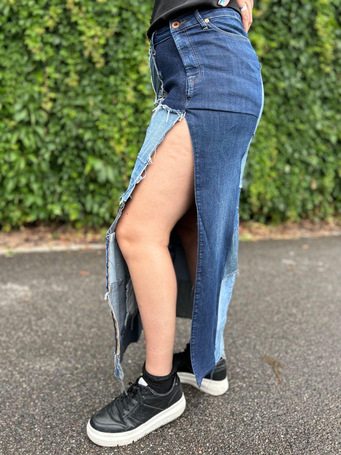 Scrappy High Slit Maxi Skirt