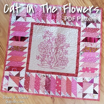 Cat In The Flowers PDF Pattern