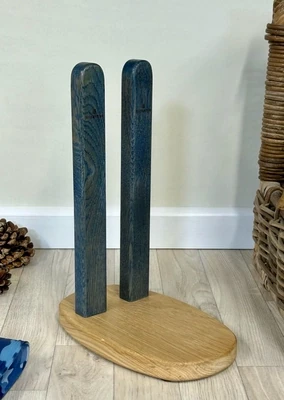 Bootsie Boot Stand. &#39;Oak &amp; Colour&#39; Medium, Moorland Blue | Personalised
