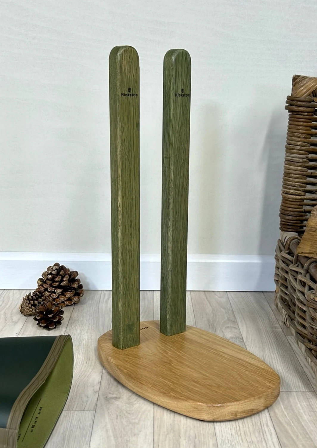 Bootsie Boot Stand. &#39;Oak &amp; Colour&#39; Large, Shire Green | Personalised