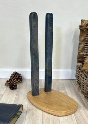 Bootsie Boot Stand. &#39;Oak &amp; Colour&#39; Large, Moorland Blue | Personalised