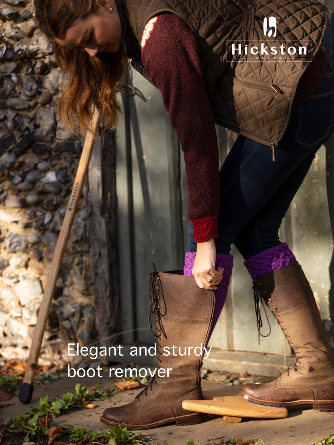 Mudsie- Boot Remover, Handmade, Oak, Green