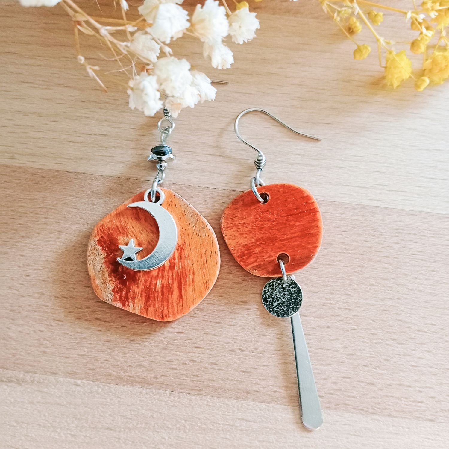 Boucles d'oreilles orange LUNE