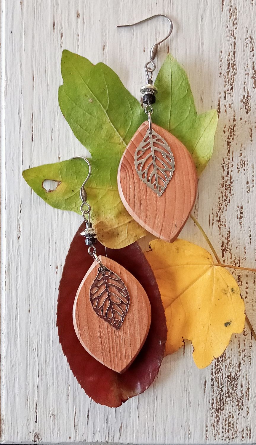 Boucles d'oreilles feuilles argentées