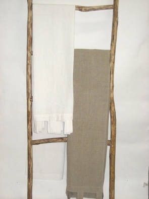 NATURAL AND NATURAL LINEN TIE TOP CURTAINS