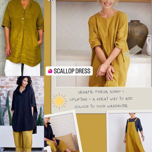 Scalloped edge linen dress