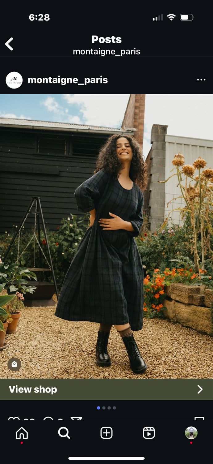 Montaigne Journee French Linen Tartan Dress