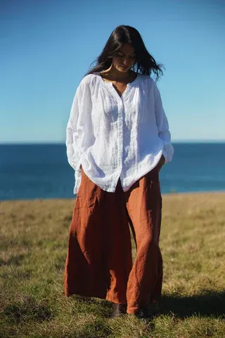 Italian linen Carmen top