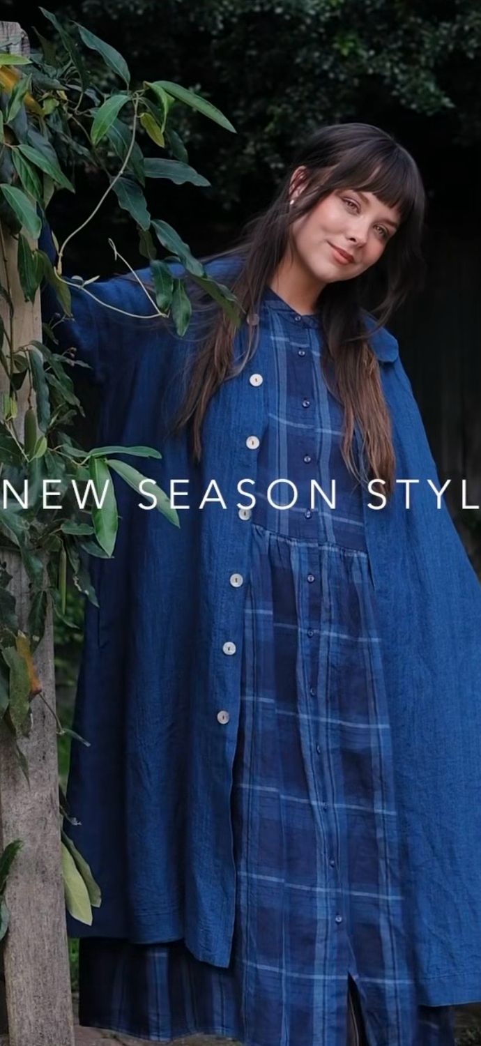Juliette Blue Check Button Up Linen Dress