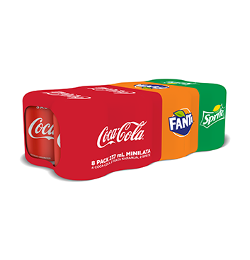 8 Pack Mini Mix Coca Cola® Fanta® y Sprite® Lata - 8x237 ml